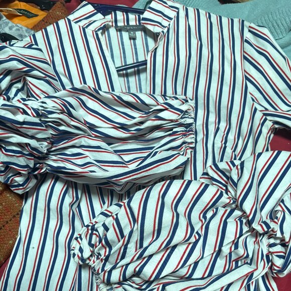 Greyson Striped Blouse with Balloon Sleeves - Picture 1 of 3
